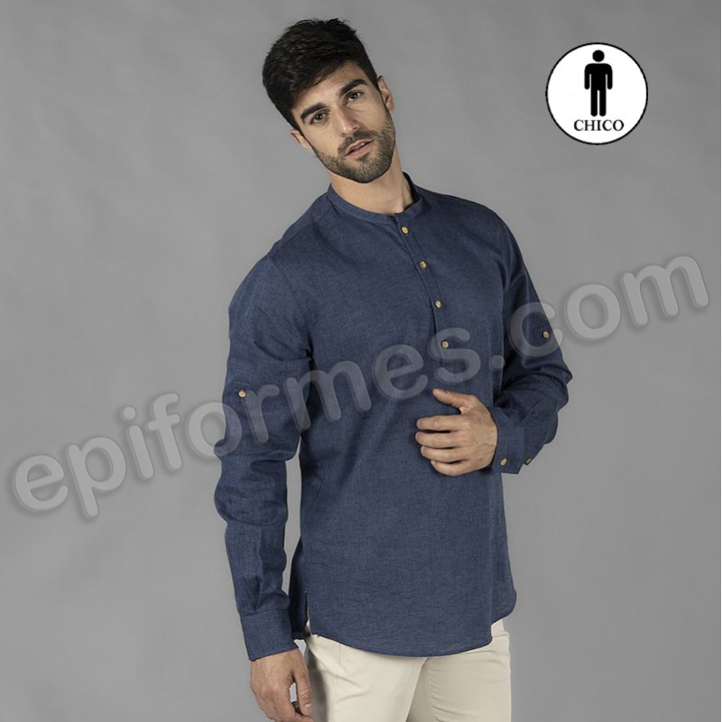 Camisa de vestir gris lino-algodón