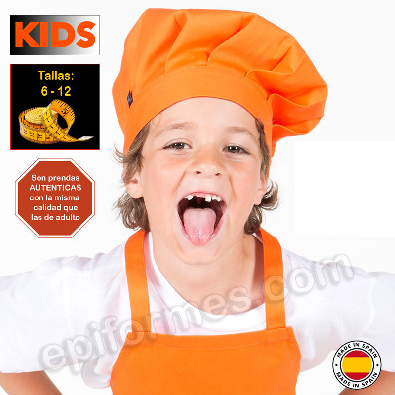 Chaqueta infantil cocinero en color naranja