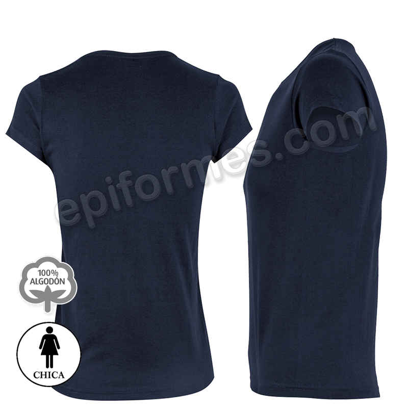 Camiseta de mujer algodón manga corta color azul — Global Uniformes